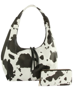 Tassel Zipprer 2-in-1 Shoulder Bag Hobo LMS196-1W COW